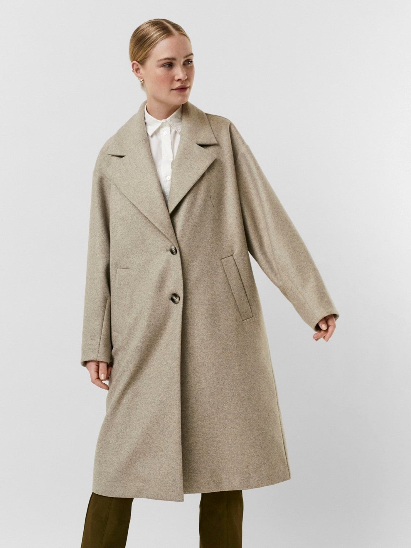 Long Coat - Silver Mink - Vero Moda - Khaki