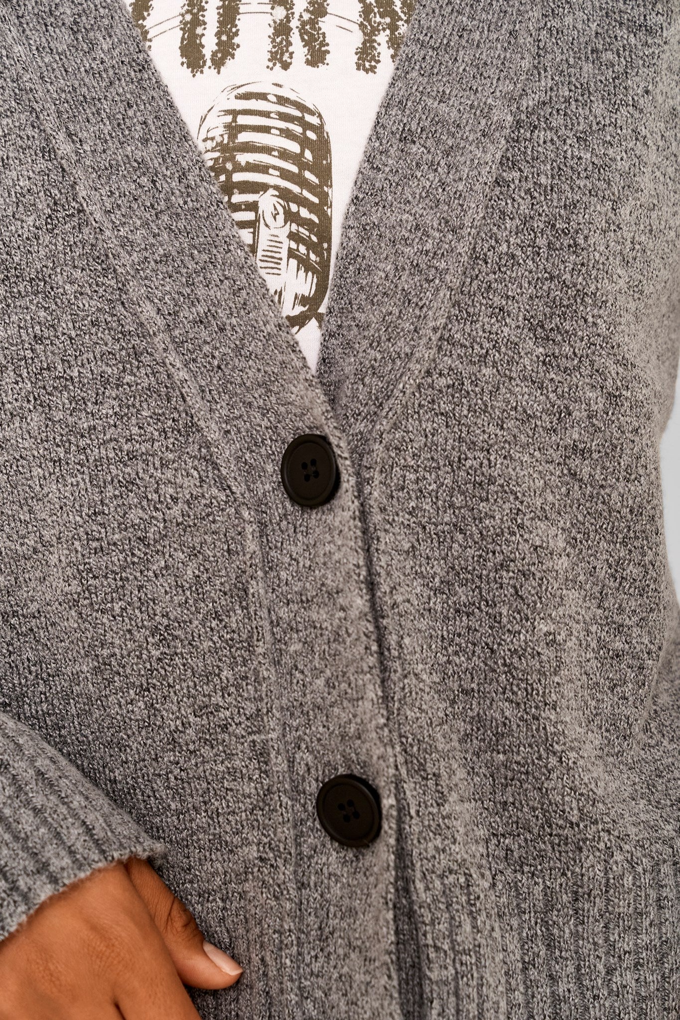 Ian Long Sleeve Cardigan - Medium Gray - Noisy May - Grey 3