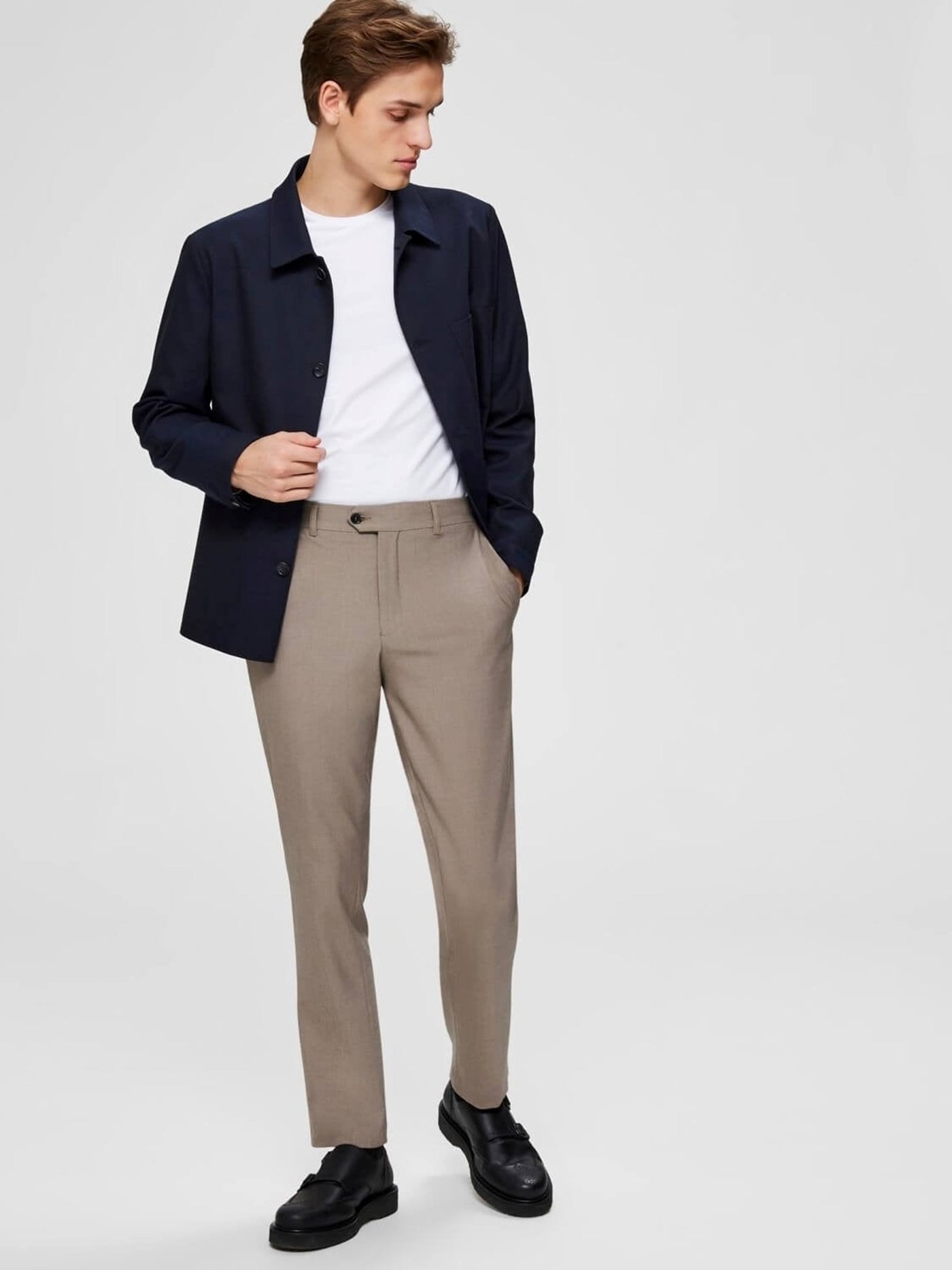 NOOS - SLHSLIM-CARLO FLEX STRUC PANTS B NOOS - Sand - Selected Homme - Brown 4