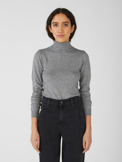 Thess Turtleneck - Medium Grey Melange - Object - Grey 3