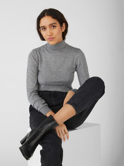 Thess Turtleneck - Medium Grey Melange - Object - Grey