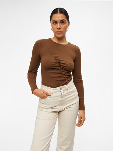 Jamie Long Sleeved Top - Dark Earth - Object - Brown