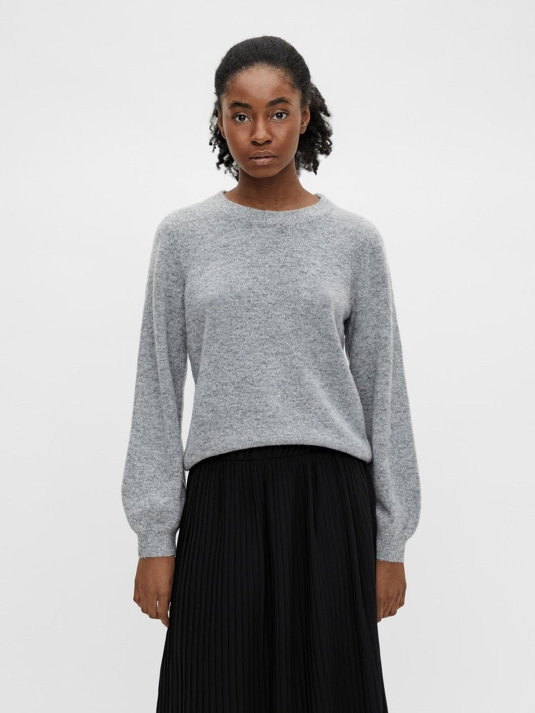 Eve Nonsia Pullover - Light Grey Melange - Object - Grey