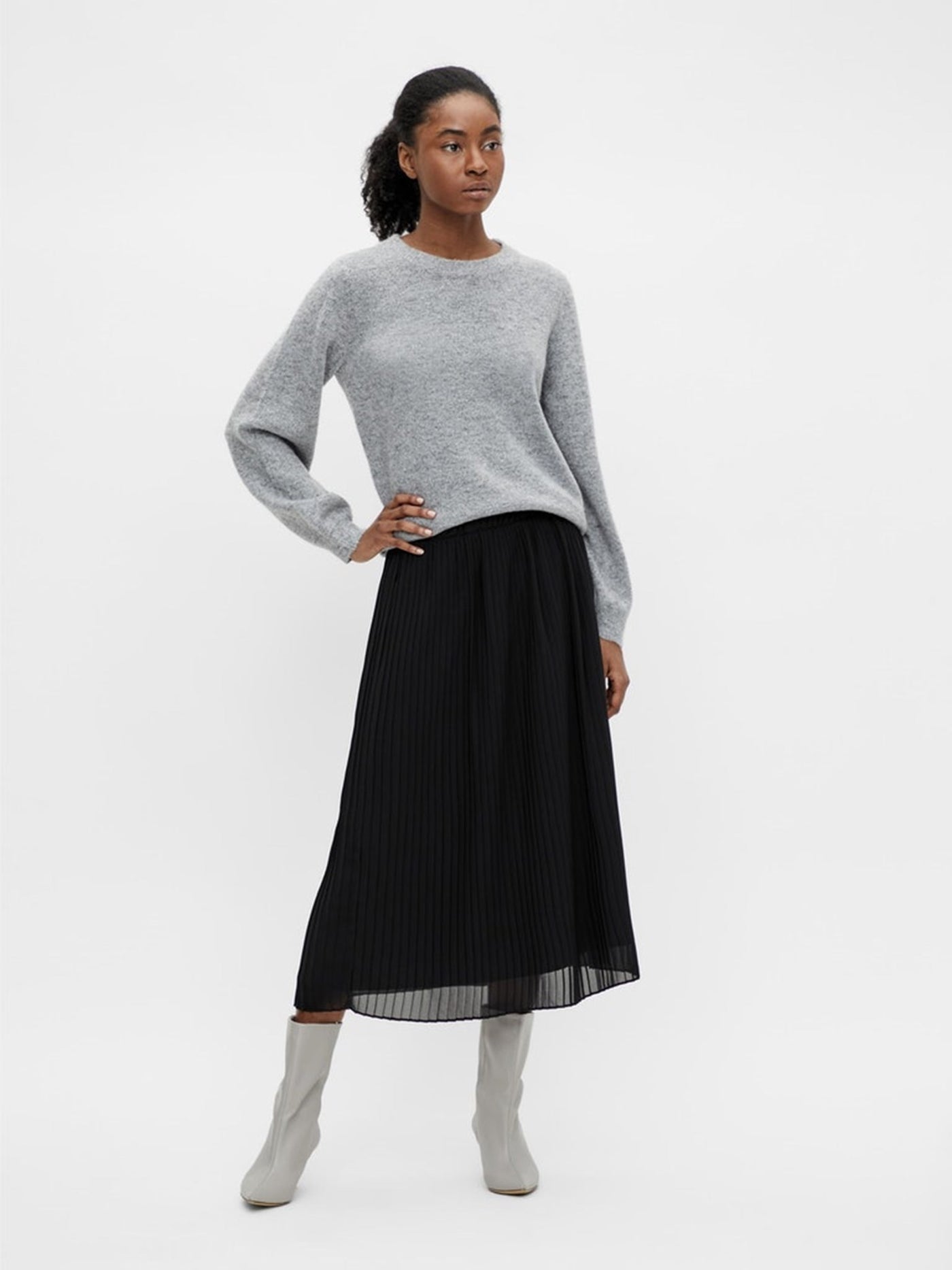 Eve Nonsia Pullover - Light Grey Melange - Object - Grey 3