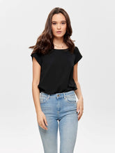 Load image into Gallery viewer, Loose top with short sleeves - Black - ONLY - Black
