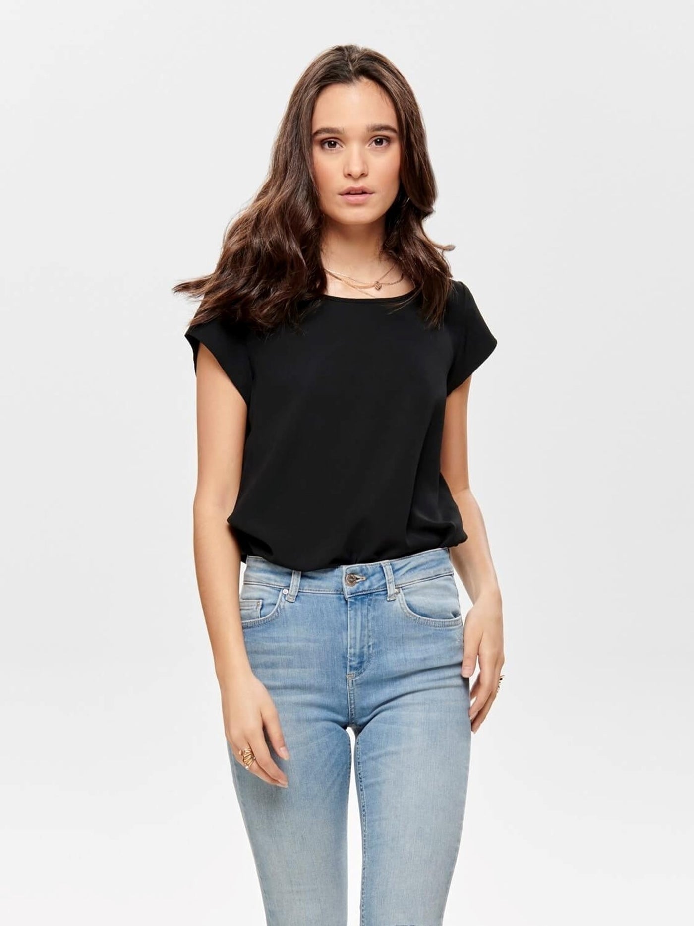 Loose top with short sleeves - Black - ONLY - Black