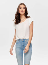 Load image into Gallery viewer, Loose top with short sleeves - White - ONLY - White
