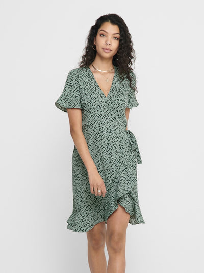 Olivia Wrap Dress - Chinois Green - ONLY - Green 3