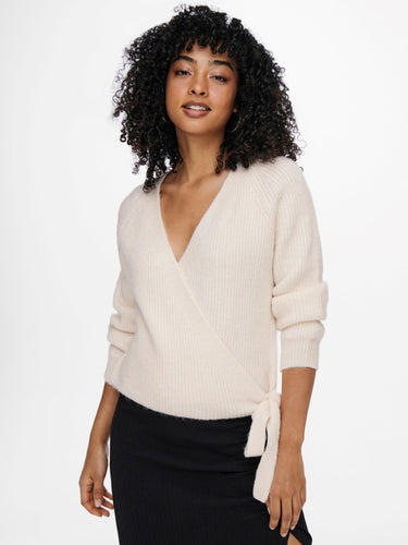 Mia Wrap Cardigan - Ecru - ONLY - White