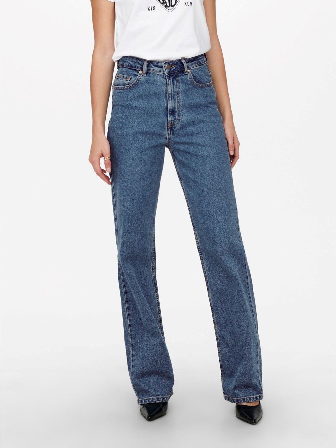 Camille Wide Leg Jeans - Blue Denim - ONLY - Blue