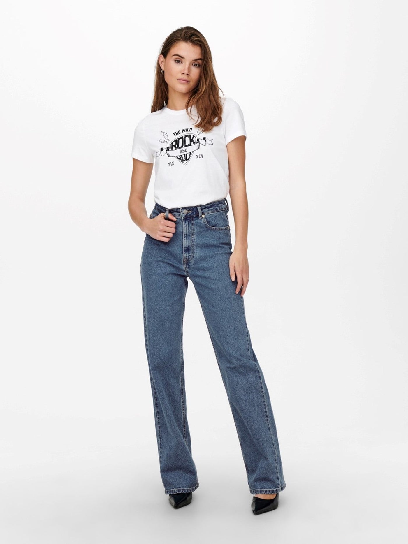 Camille Wide Leg Jeans - Blue Denim - ONLY - Blue 4