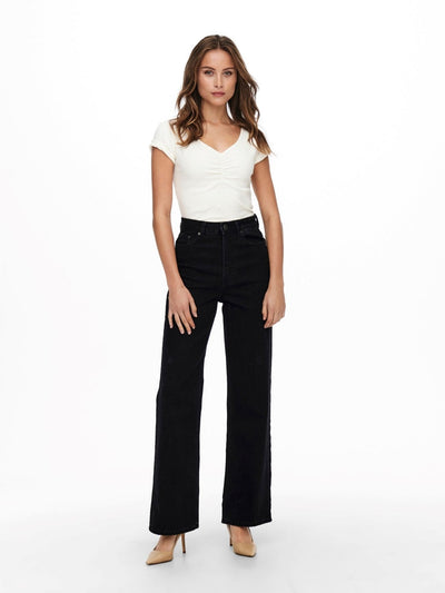 Camille Wide Leg Jeans - Black Denim - ONLY - Black 4