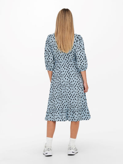 Olivia 3/4 Wrap Midi Dress - Blue Fog - ONLY - Blue 6