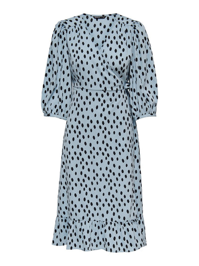 Olivia 3/4 Wrap Midi Dress - Blue Fog - ONLY - Blue 7