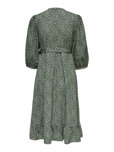 Olivia 3/4 Wrap Midi Dress - Balsam Green - ONLY - Green 8