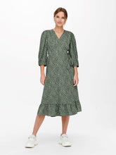 Load image into Gallery viewer, Olivia 3/4 Wrap Midi Dress - Balsam Green - ONLY - Green 5
