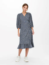 Load image into Gallery viewer, Olivia 3/4 Wrap Midi Dress - Blue Mirage - ONLY - Blue
