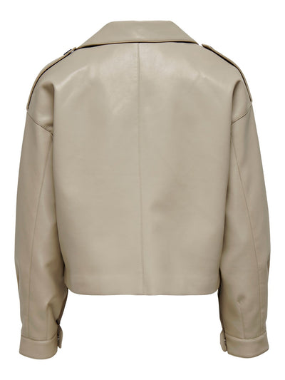 Smokey Faux Leather Jacket - Crockery - ONLY - Khaki 8