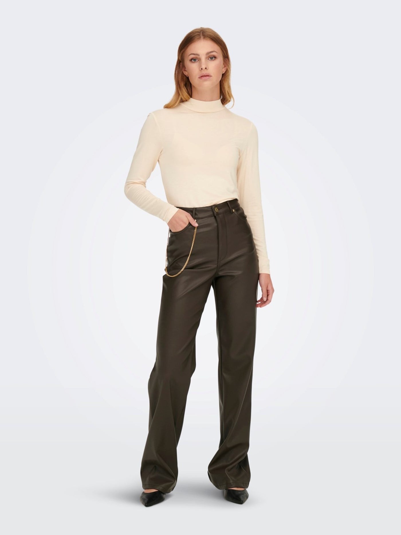 Camille-Idina High Waist Pants - Delicioso - ONLY - Brown 3