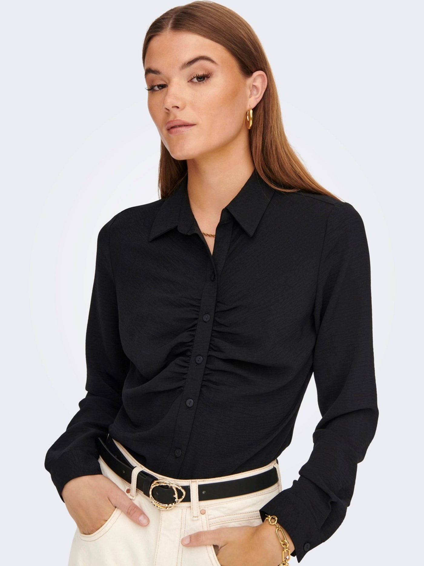 Mette Wrinkle Shirt - Black - ONLY - Black 2