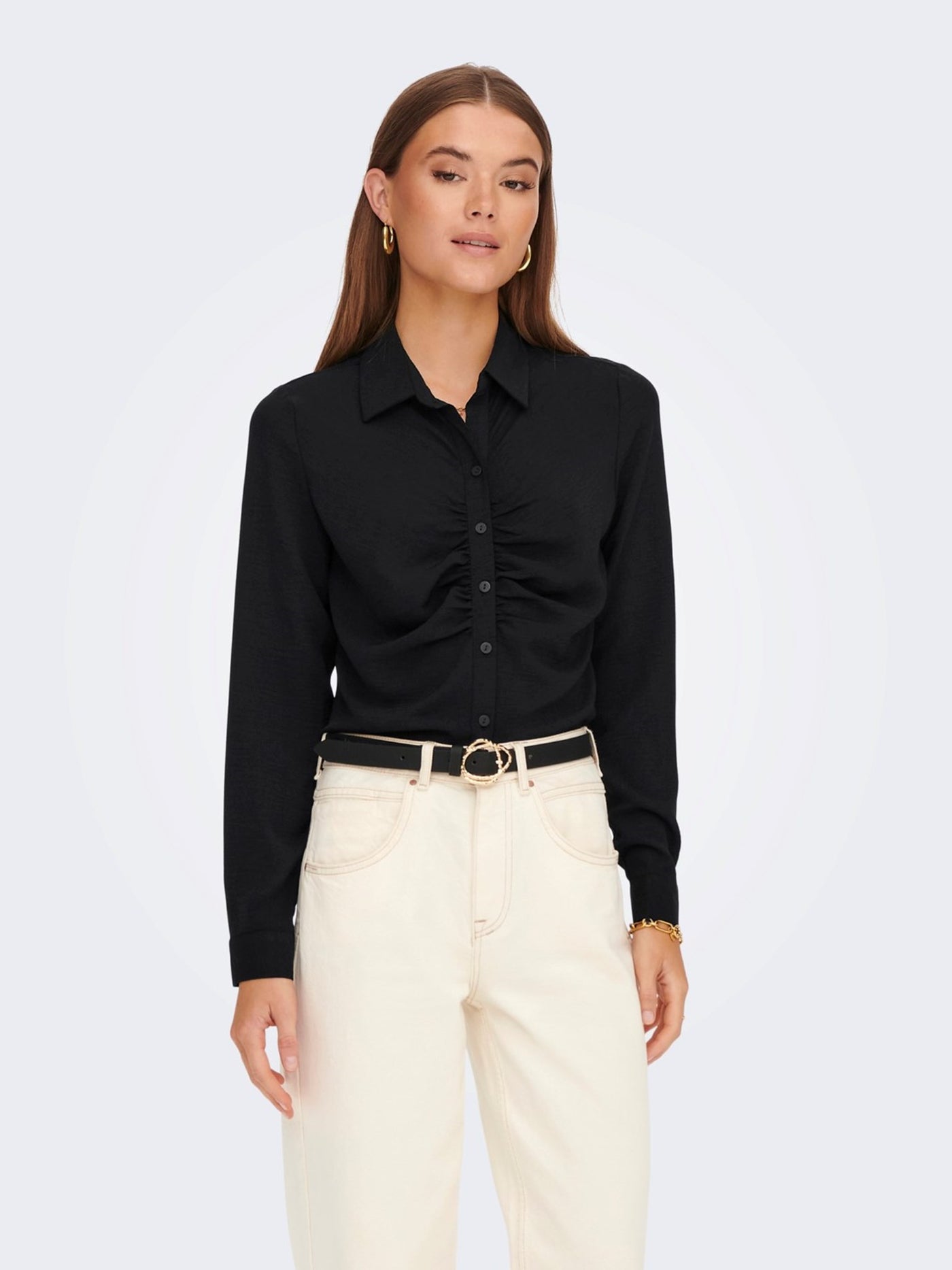 Mette Wrinkle Shirt - Black - ONLY - Black