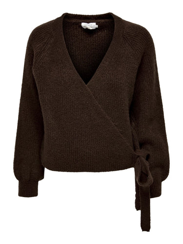 Mia Wrap Cardigan - Potting Soil Melange - ONLY - Brown