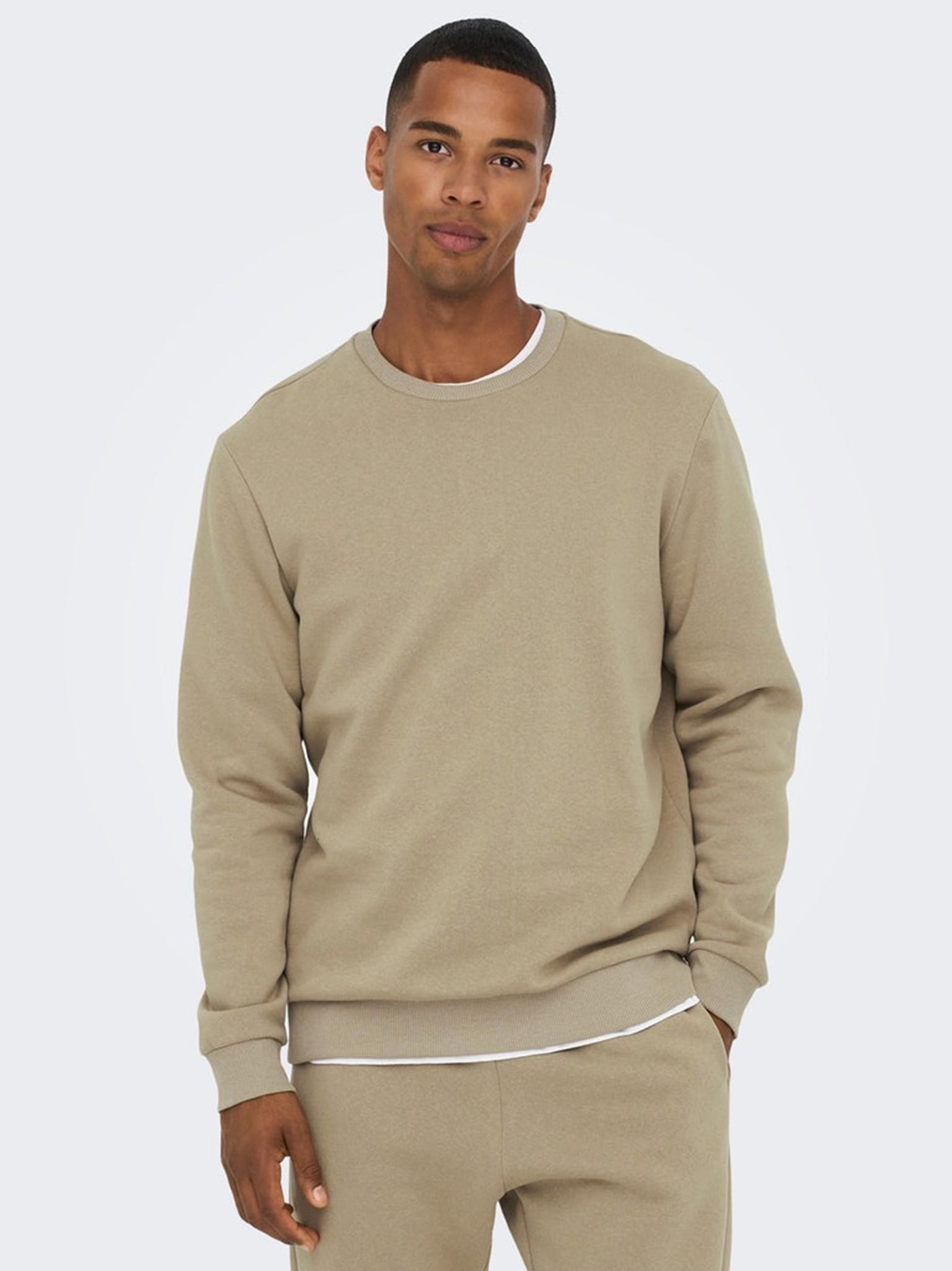 Classic Sweat Crewneck - Chinchilla - Only & Sons - Khaki