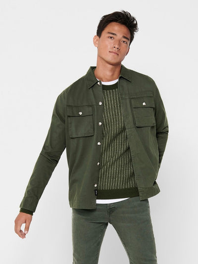 Ilvio Twill Overshirt - Deep Depths - Only & Sons - Green