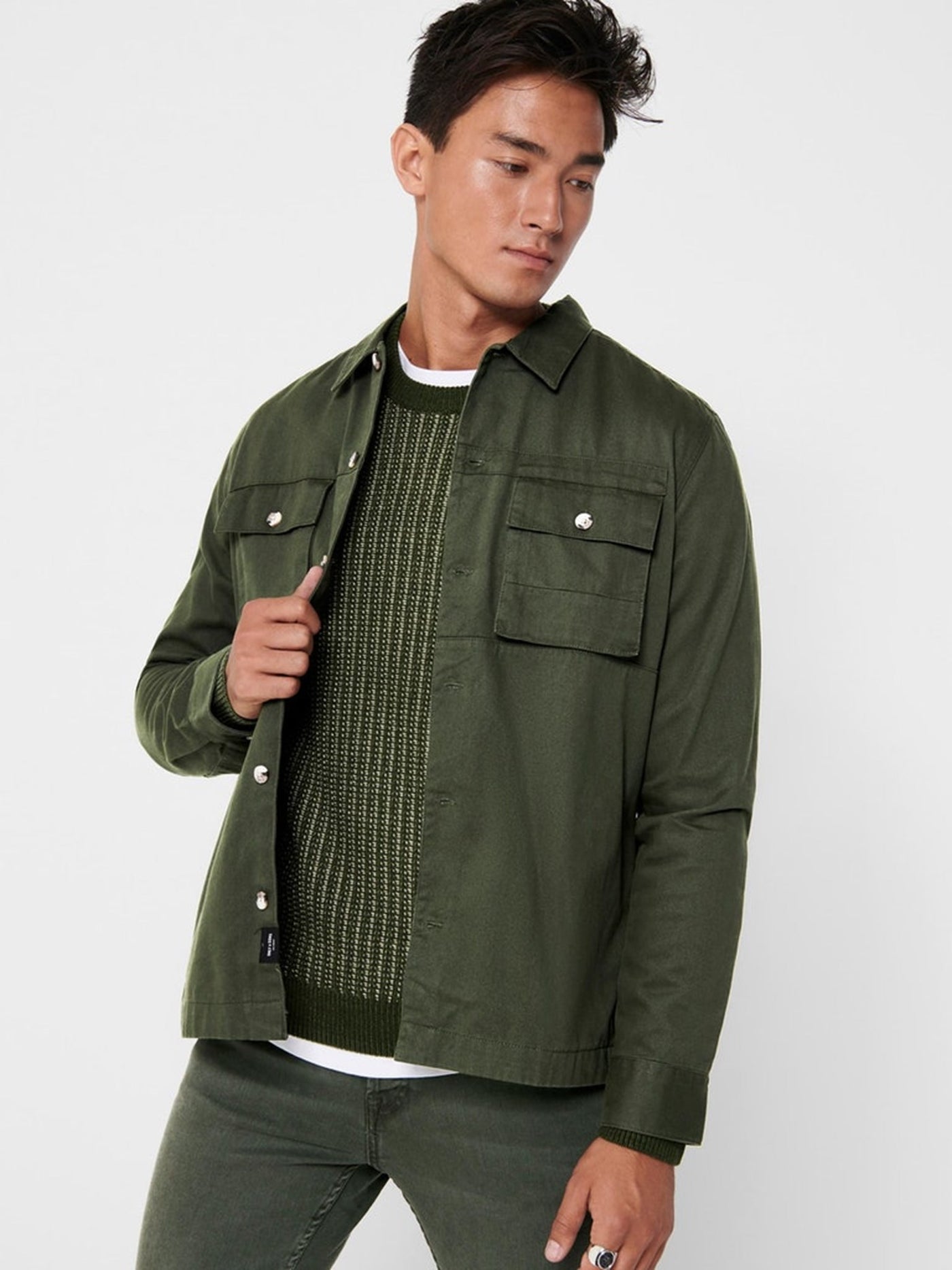 Ilvio Twill Overshirt - Deep Depths - Only & Sons - Green 2