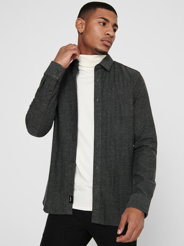 Brad Shirt - Medium Grey Melange - Only & Sons - Grey