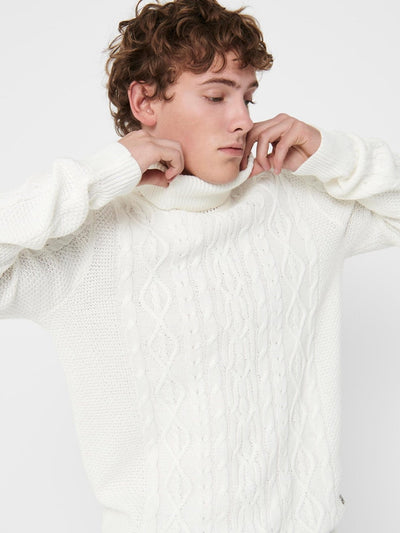 Rigge Knit Turtleneck - Cloud Dancer - Only & Sons - White 2