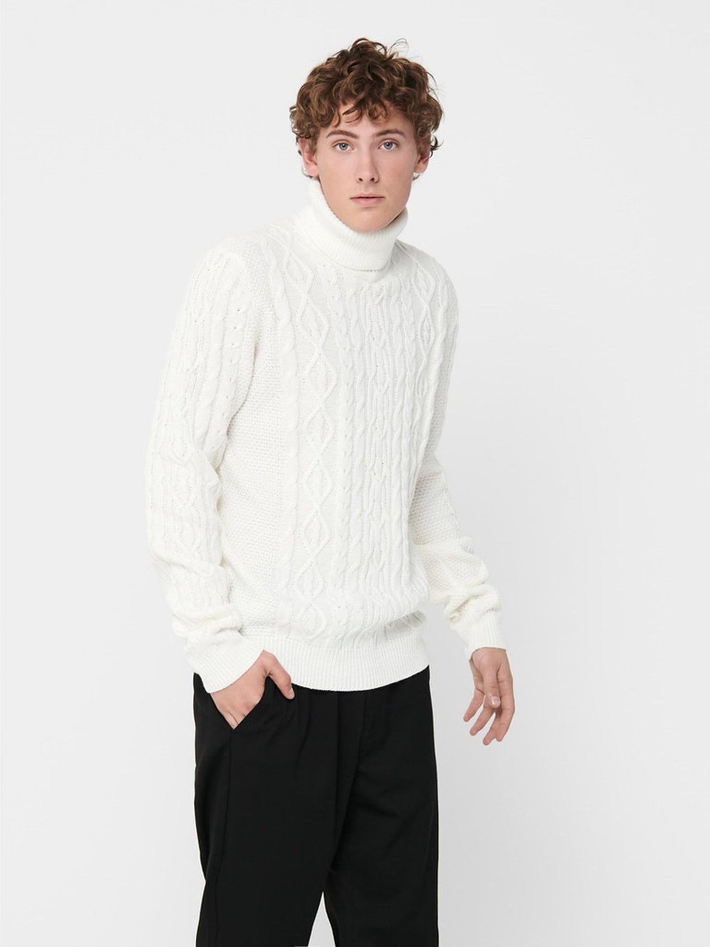 Rigge Knit Turtleneck - Cloud Dancer - Only & Sons - White