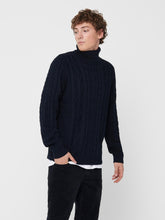 Load image into Gallery viewer, Rigge Knit Turtleneck - Dark Navy - Only &amp; Sons - Blue
