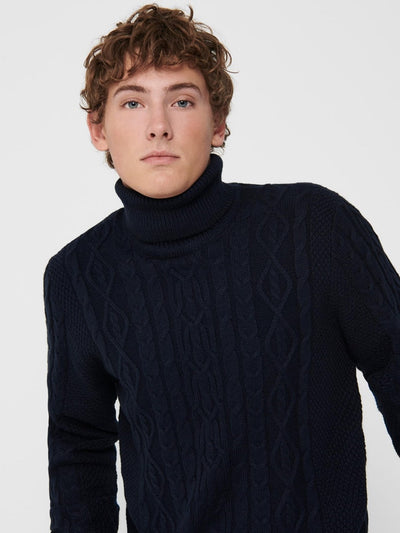 Rigge Knit Turtleneck - Dark Navy - Only & Sons - Blue 2