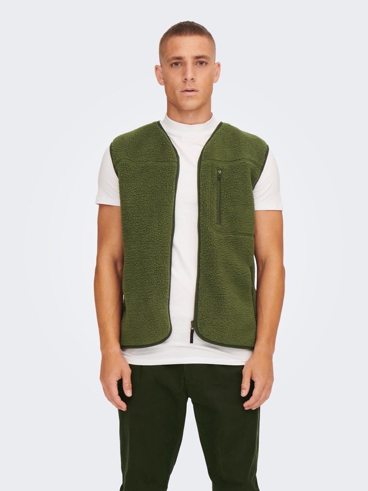 Houston Fleece West - Olive Night - Only & Sons - Green 6