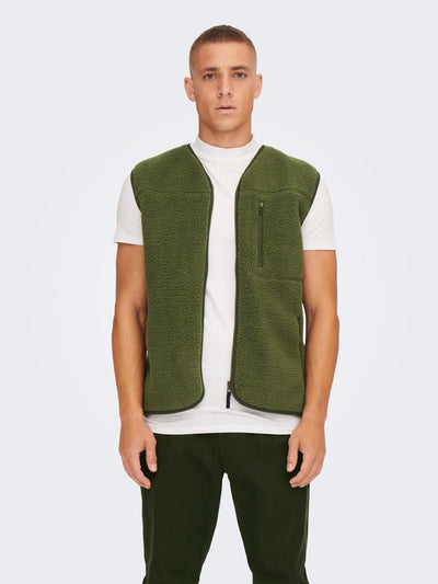 Houston Fleece West - Olive Night - Only & Sons - Green 6