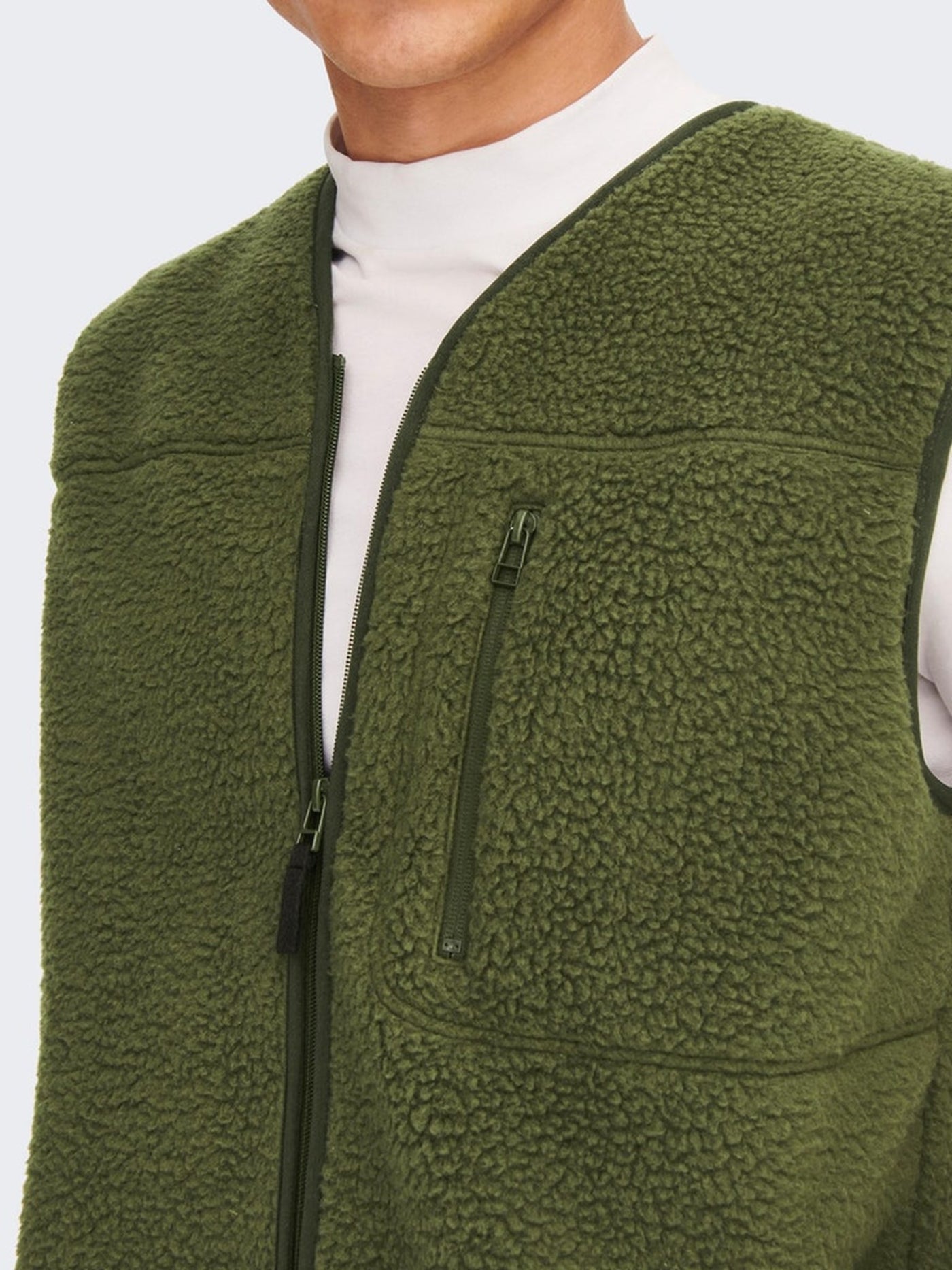 Houston Fleece West - Olive Night - Only & Sons - Green 2