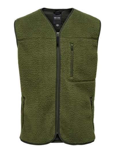 Houston Fleece West - Olive Night - Only & Sons - Green 3