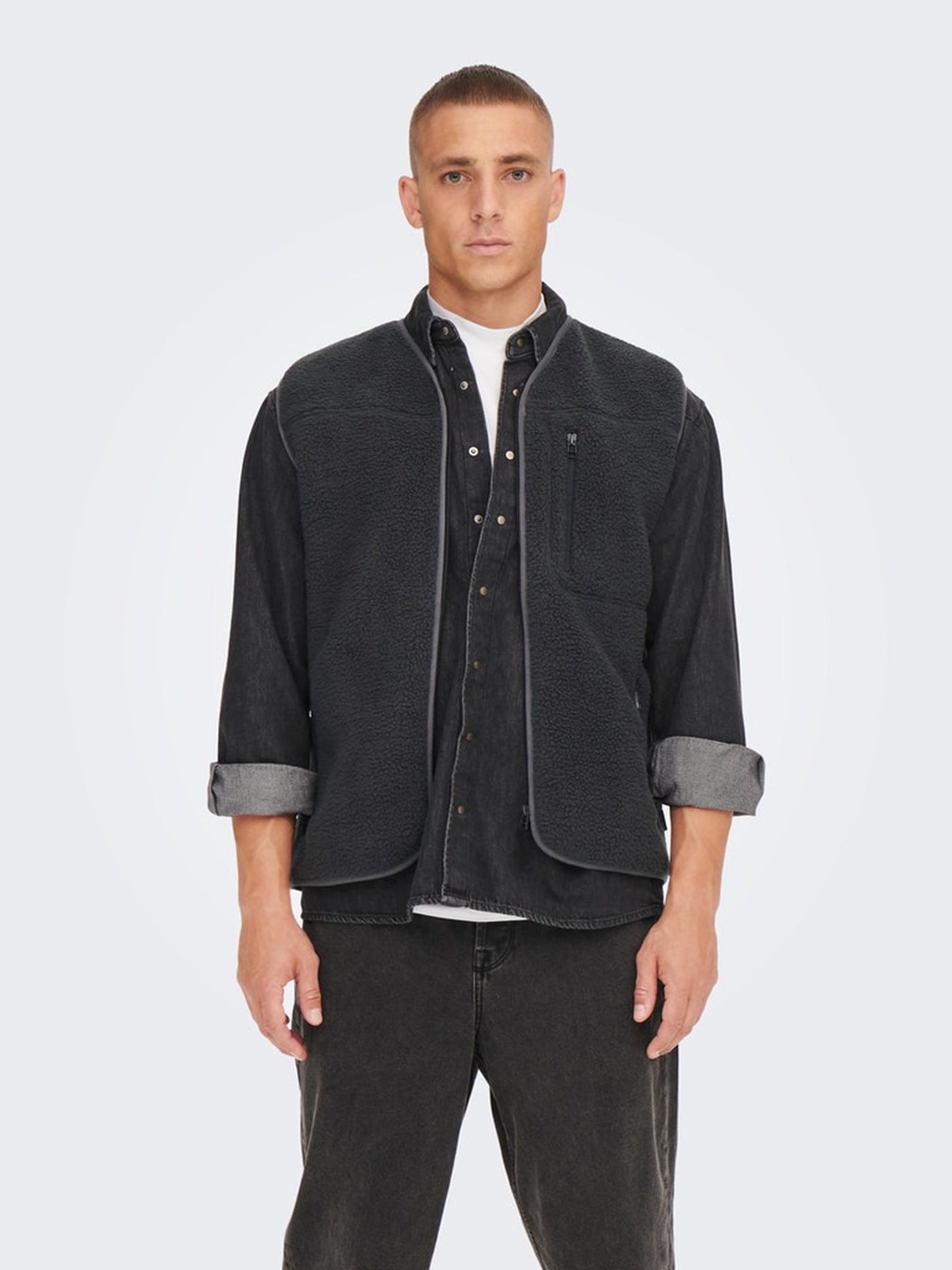 Houston Fleece West - Phantom - Only & Sons - Black 6