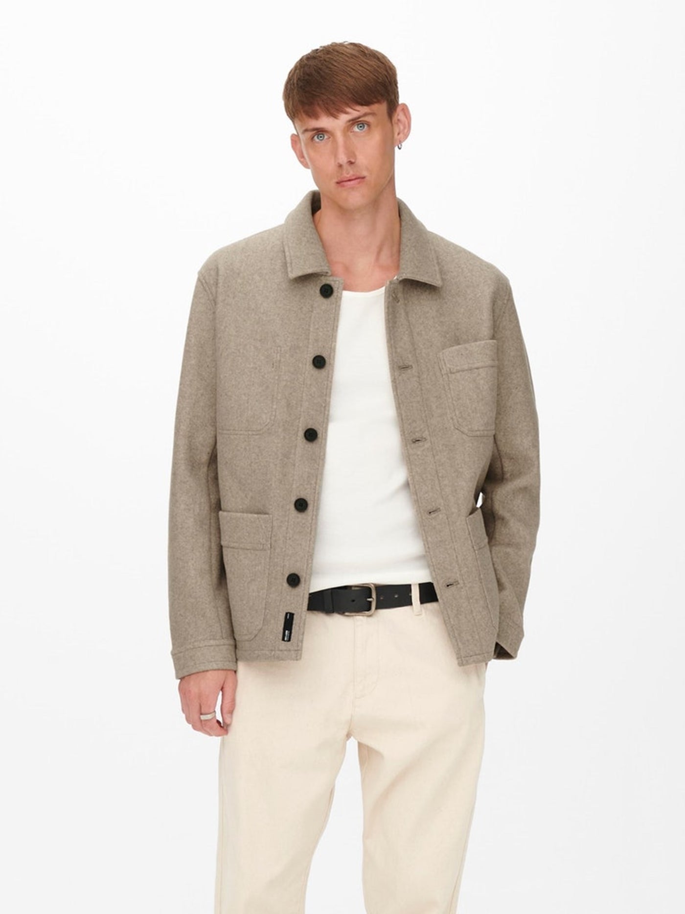 Jax Overshirt Jacket - Chinchilla - Only & Sons - Khaki 2