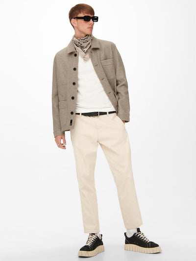 Jax Overshirt Jacket - Chinchilla - Only & Sons - Khaki 3