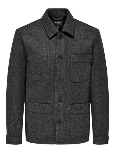 Jax Overshirt Jacket - Dark Grey Melange - Only & Sons - Grey 7