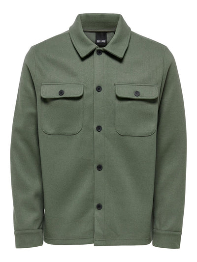 Kodyl Wool Overshirt - Castor Gray - Only & Sons - Green