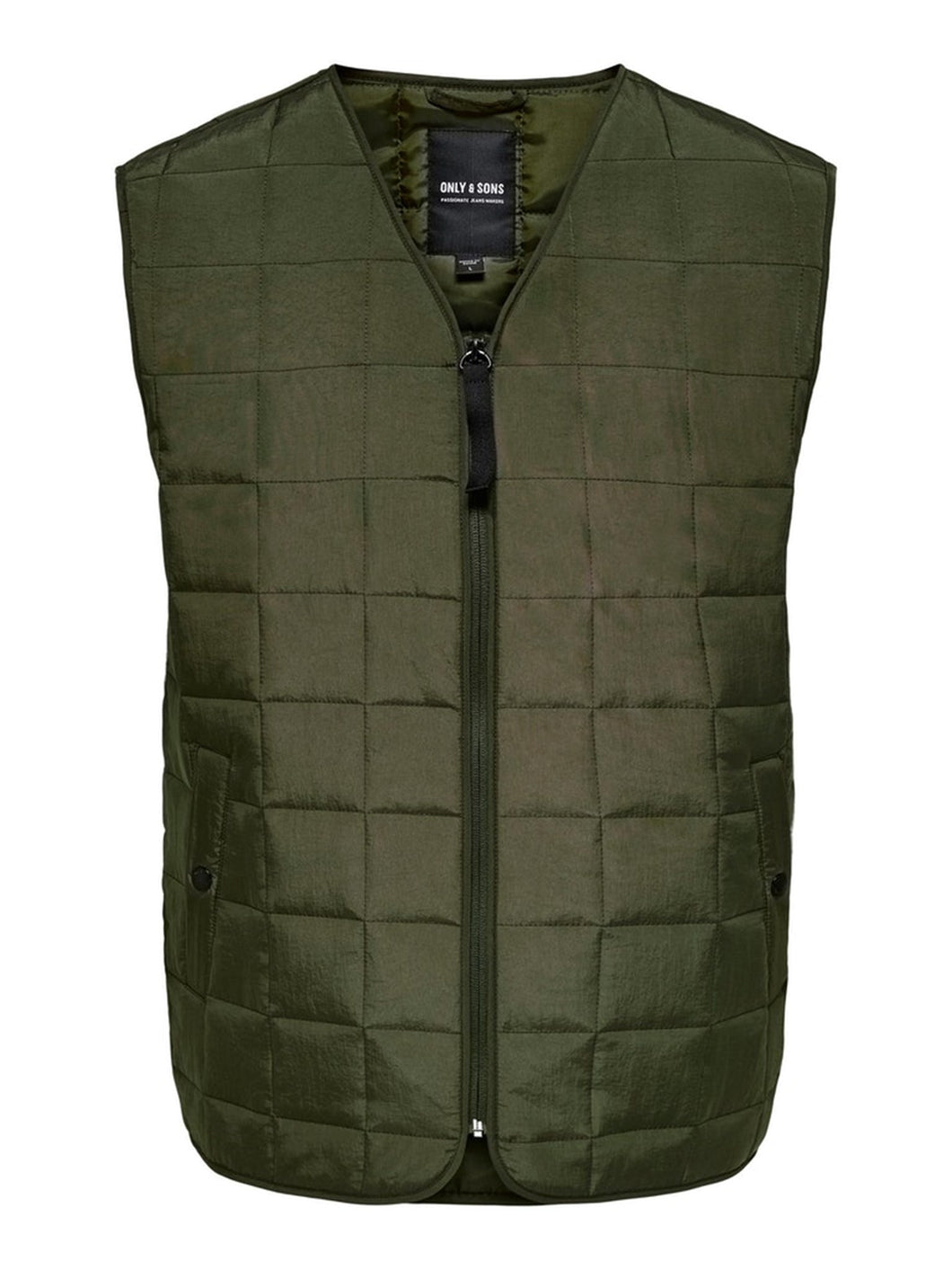 Anker Quilted Vest - Olive Night - Only & Sons - Green