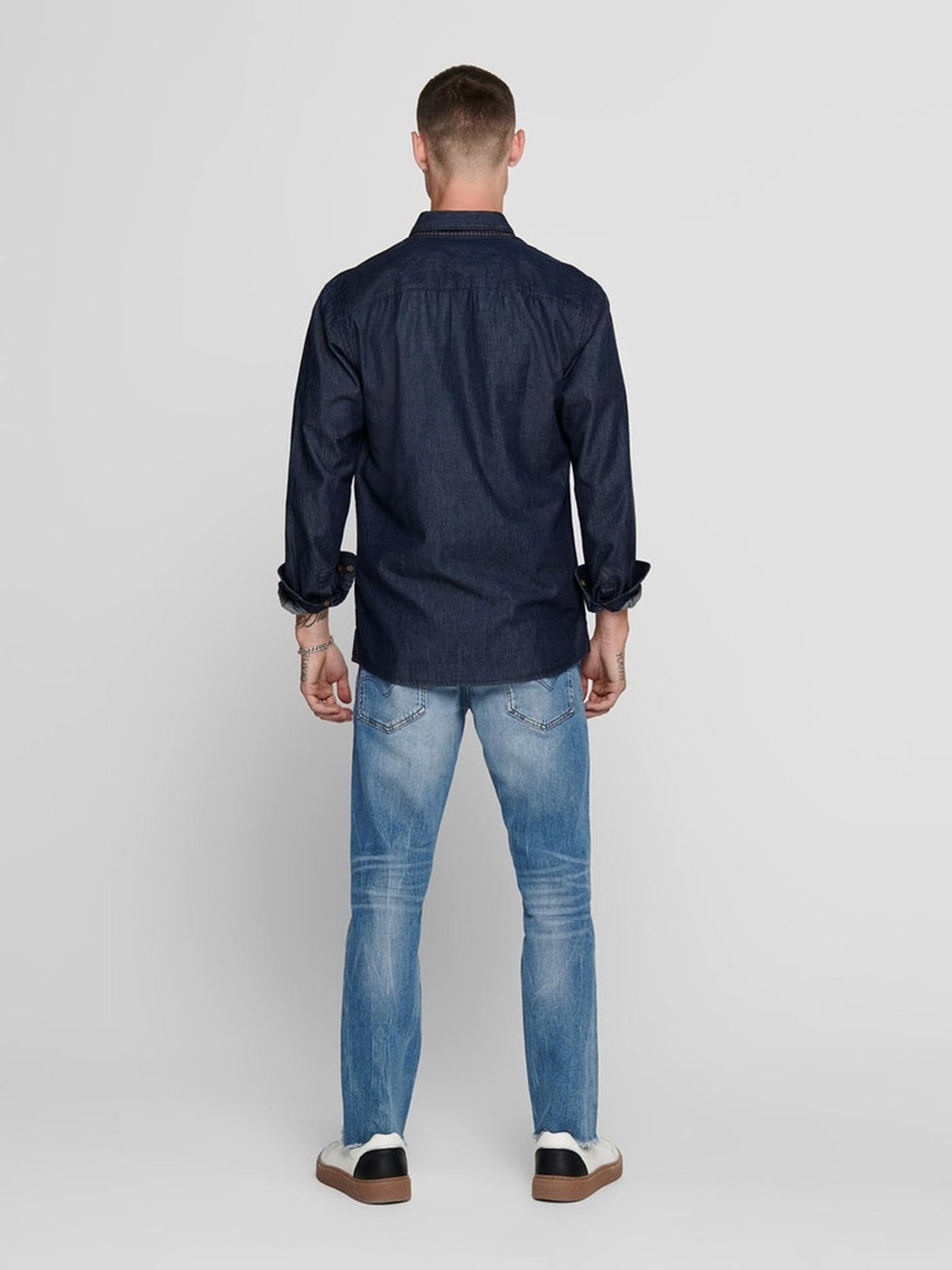 Ask Life Shirt - Dark Blue Denim - Only & Sons - Blue 4