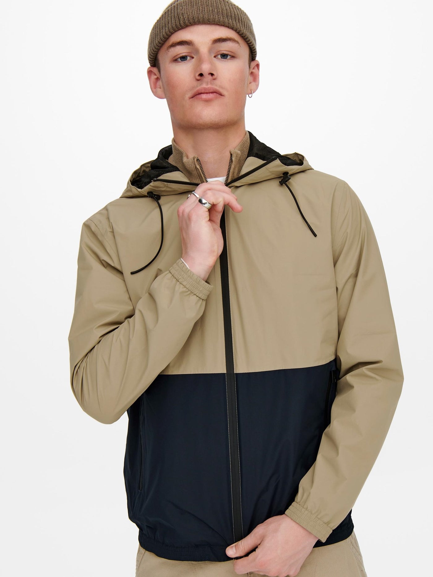 Freddy Technical Hood Jacket - Chinchilla - Only & Sons - Khaki 2