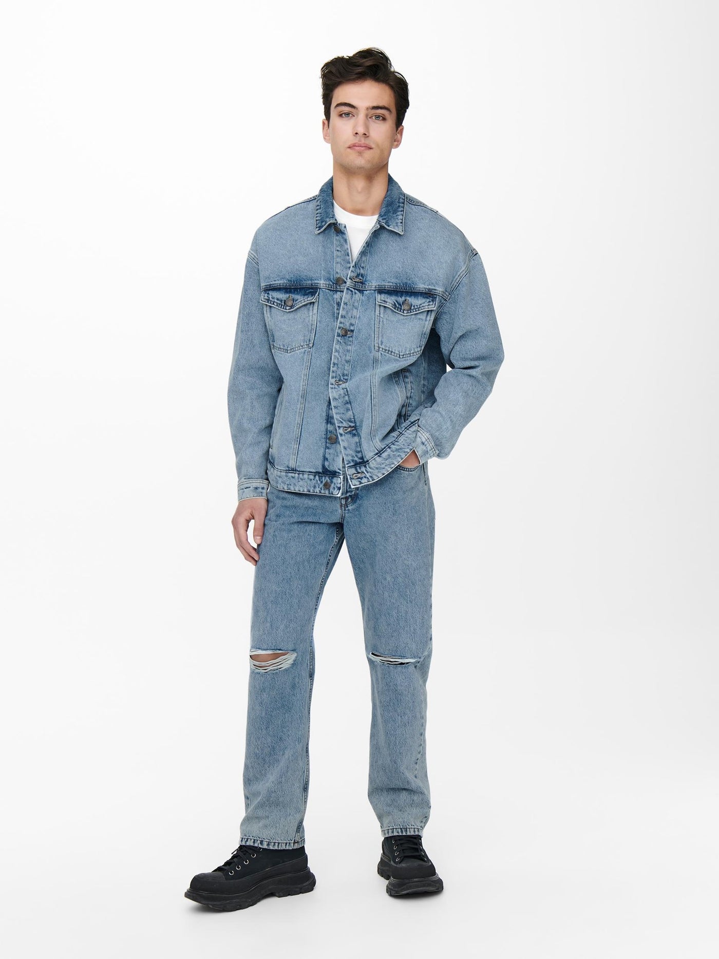 Rick Truck Jacket - Blue Denim - Only & Sons - Blue 5