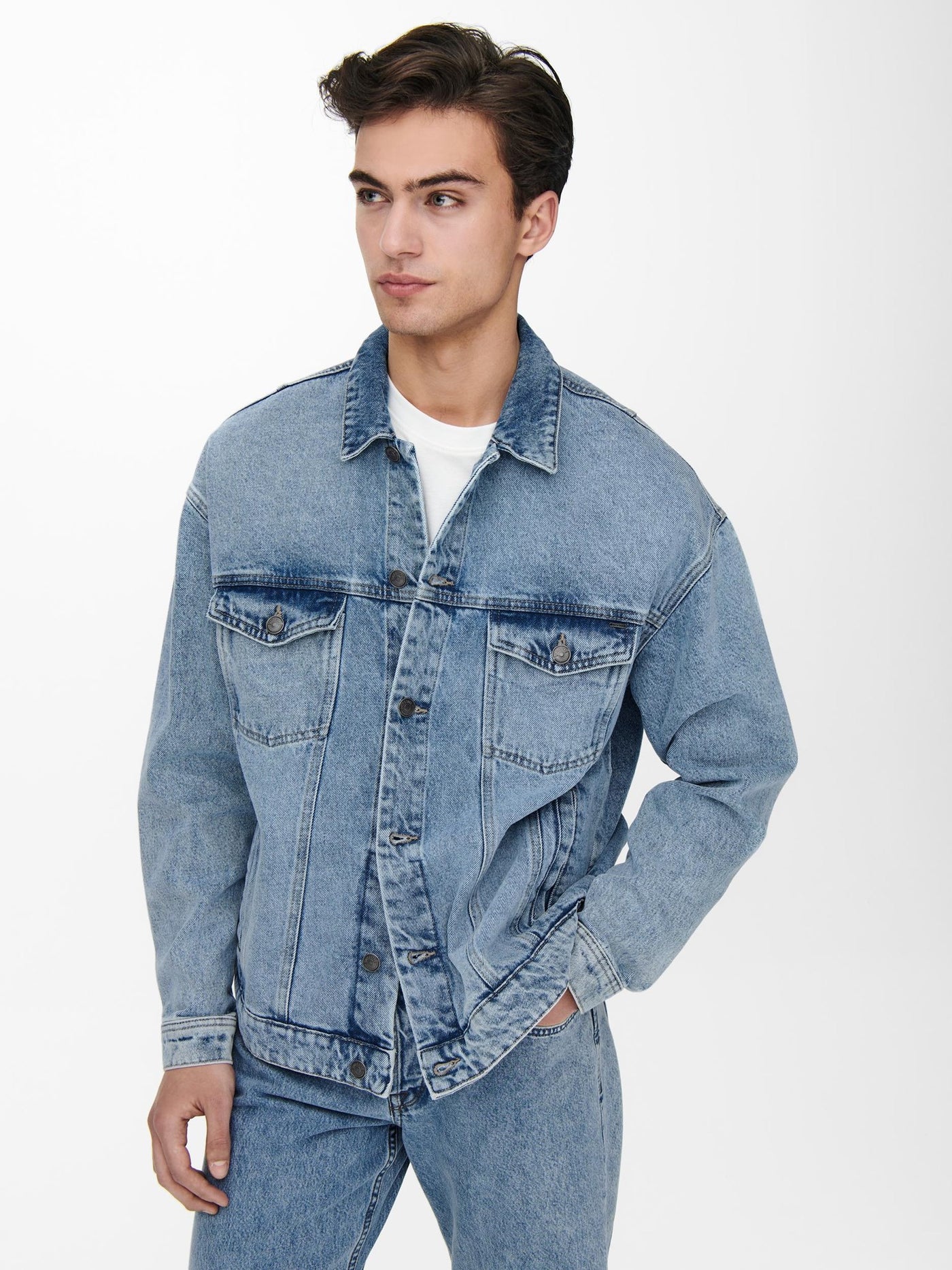 Rick Truck Jacket - Blue Denim - Only & Sons - Blue