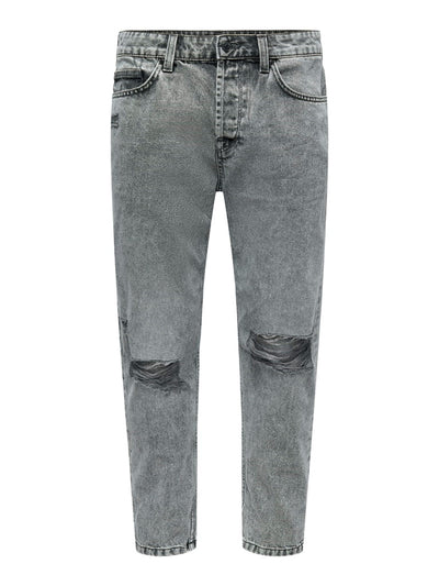 Avi Beam Crop Damage - Gray Denim - Only & Sons - Grey