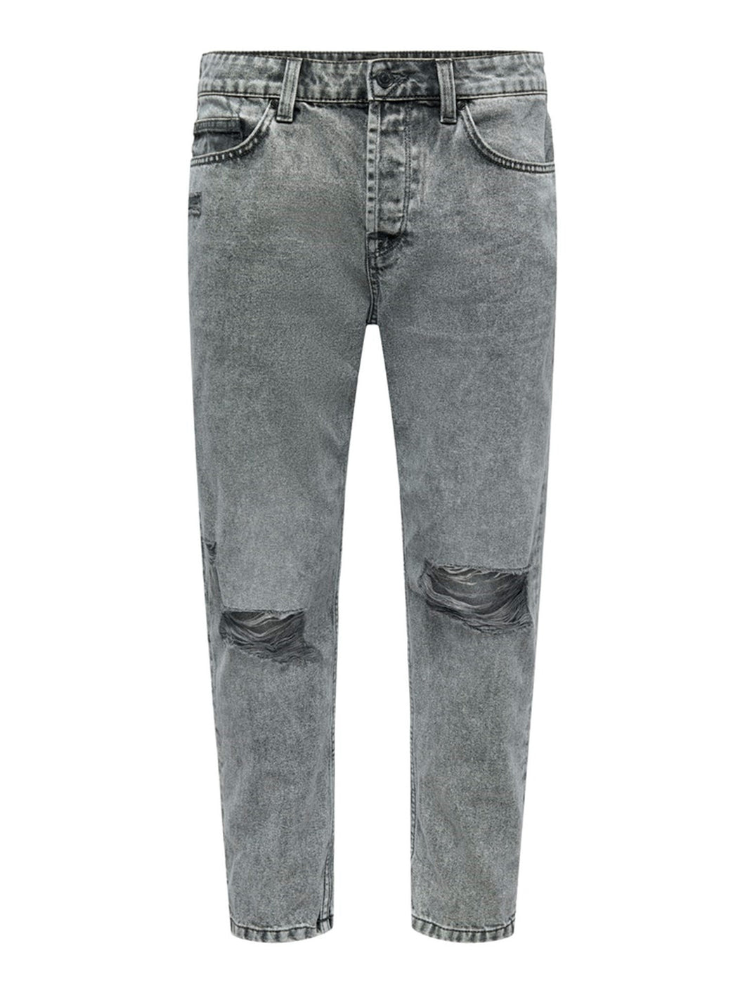 Avi Beam Crop Damage - Gray Denim - Only & Sons - Grey